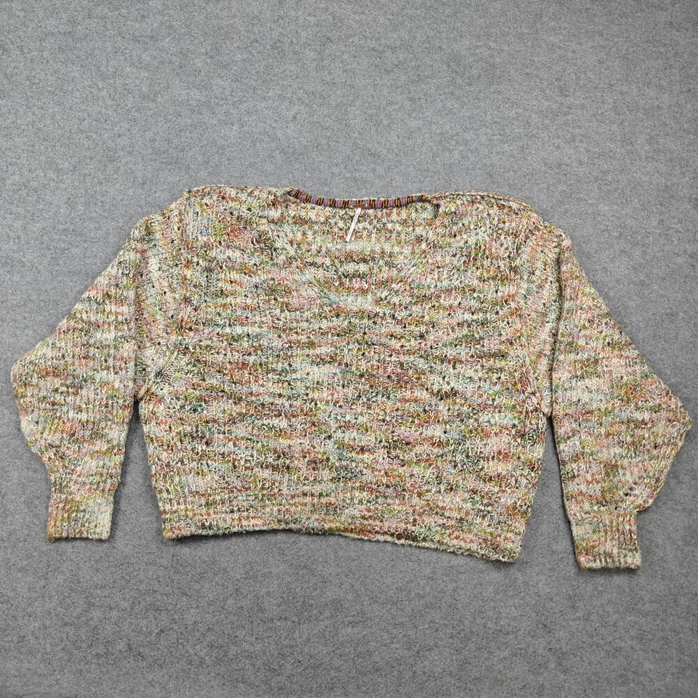 Free People Sweater Womens Small Multicolor Chunky-Knit Pullover Raglan